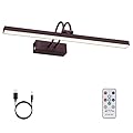 FUNCHDAY Picture Light Wireless, Rechargeable Battery Operated Painting Light with Remote, Dimmable 48 LED Art Lighting, 16" Picture Lights for Wall Paintings,Gallery Display,Dartboard (Dark Bronze)