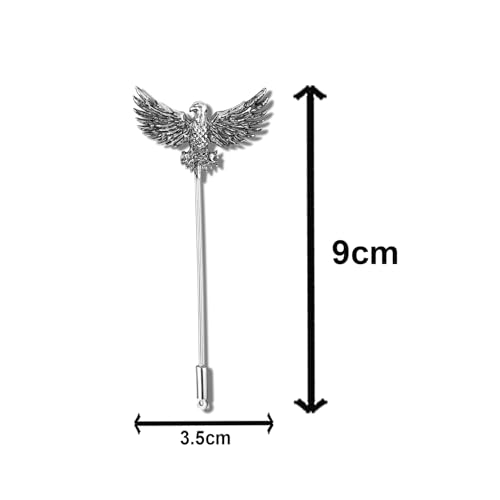 Image of Mahi Premium Silver Eagle-Shaped Mens Brooch Lapel Pin with Antique Rhodium Plating for Coat, Blazer, Jodhpuri (BP1101245R)