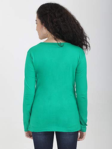 Image of FLEXIMAA Women's Cotton Plain V Neck Full Sleeve T-Shirt