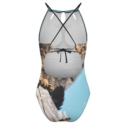 Monokini ventre plat maillots de bain une pièce Chat des Neiges confortable