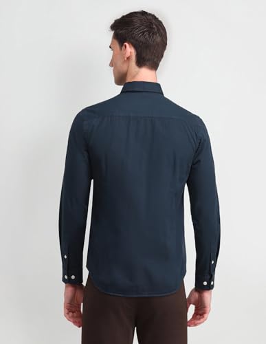 Image of U.S. Polo ASSN. Solid Slim Fit Shirts for Men - 100% Cotton, Full Sleeve Mens Casual Shirts