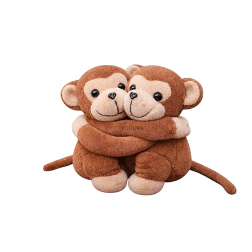 Image of Hugging Monkey Soft Toy for Girls Boys Kids,Brown,Monkey Couple Animal Plush Stuffed Baby Teddy Gift Birthday, 20 cm