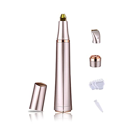 Electric Eyebrow Hair Remover with 3 Multifunctional Head for Women, Perfect Eyebrow Razor Epilator for Face Chin Neck, Hair Removal No Pulling Sensation Painless for Women(Champagne Gold)