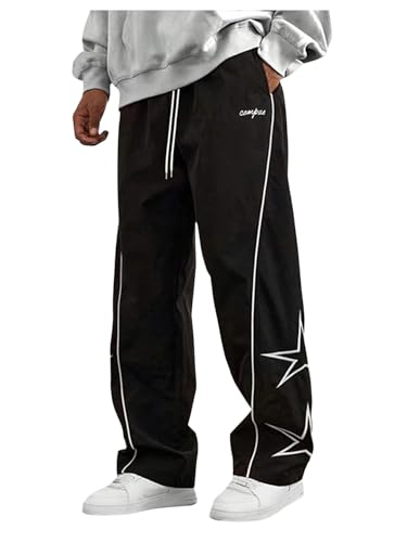 SOLY HUX Men's Baggy Sweatpants Y2k Star Graphic Straight Leg Casual Long Pants Streetwear