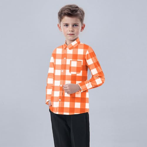 Boys and Girls Plaid Shirts Long Sleeve Flannel Shirt Jackets Casual Fall Button Down Tops 3 Months - 8 Years3
