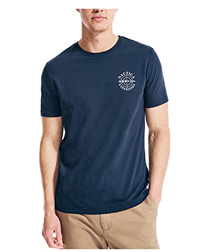 Nautica Men's Sustainably Crafted Short Sleeve Graphic T-Shirt, Voyage Blue, Large