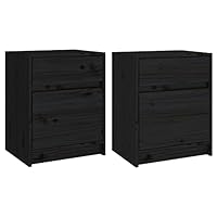 VidaXL 2X Madera Maciza Pino Mesitas De Noche Aparador Auxiliar Armario Cama Dormitorio Habitación Organizador Almacenamiento Blanco 40x30,5x40 Cm