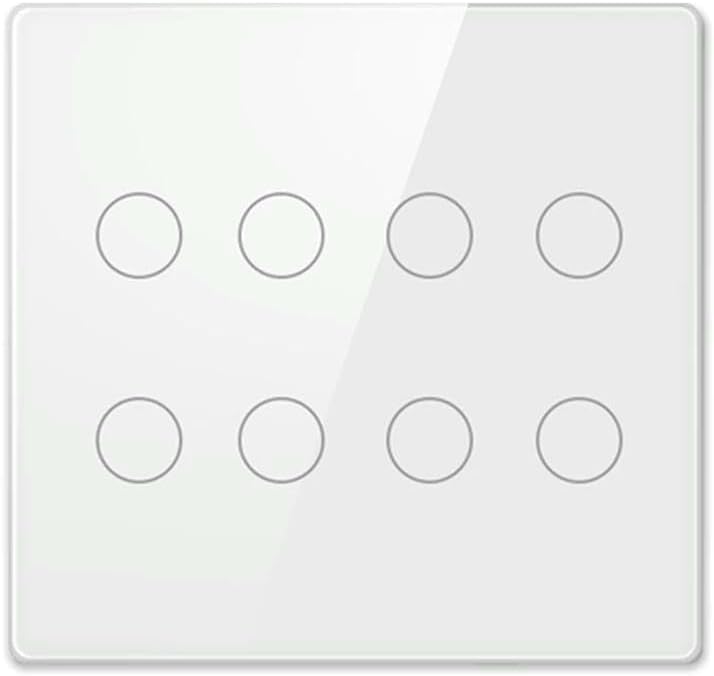 JXQXHCFS Tuya 4x4 WiFi Smart Switch 4/6/8 Gang Brazil Touch Sensor Panel Light Switch Compatible Alexa and Google Home Voice Control-8 Gang White