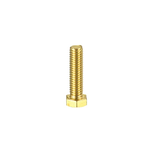 Image of uxcell Brass Hex Bolts, 3 /8-16x1-1 /2 1pcs Fully Thread Grade 4.8 Solid Brass Hexagon Head Bolt Machine Screws for Machinery