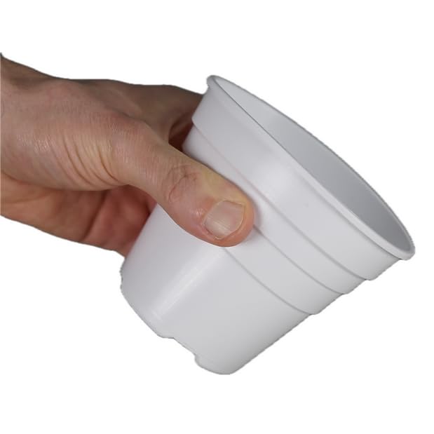 Happy Pots ECO 12.5cm Gloss White, Pack of 5 Premium Plastic Plant Pots - Image 3