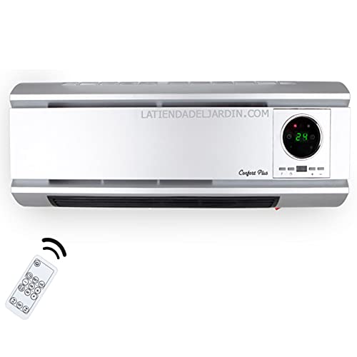 Calefactor de pared 2000W, Split de pared, Mando a Distancia, Función Ventilador, Termostato digital, Temperatura Ajustable