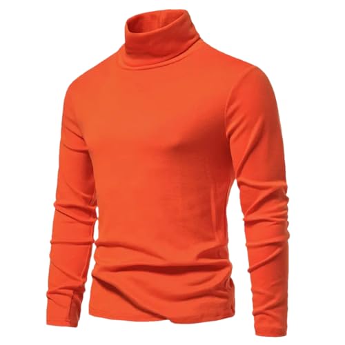 Men Winter High Neck Sweaters Solid Color Long Sleeve Slim Fit Knitted Sweater Jumper