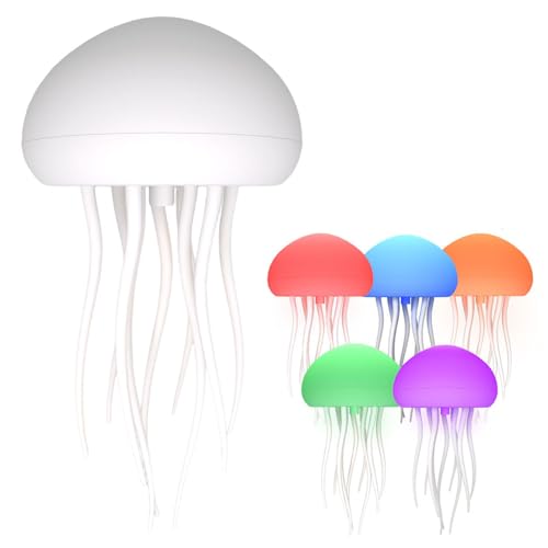 JUCHRZEY LED inteligente medusas luz nocturna control de voz tipo C carga dibujos animados medusas forma noche luz RGB gradiente flexible tentáculos para vacaciones niños regalos