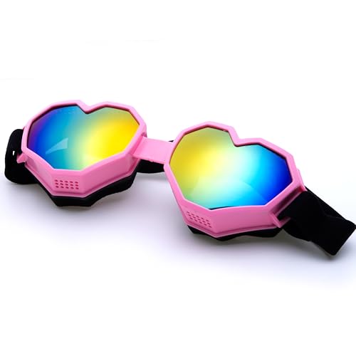 ICARA Heart Shaped Sunglasses Oversize Colorful UV Protection, Love Design Ski Goggles, Fun Fashion Eyewear for Women & Men