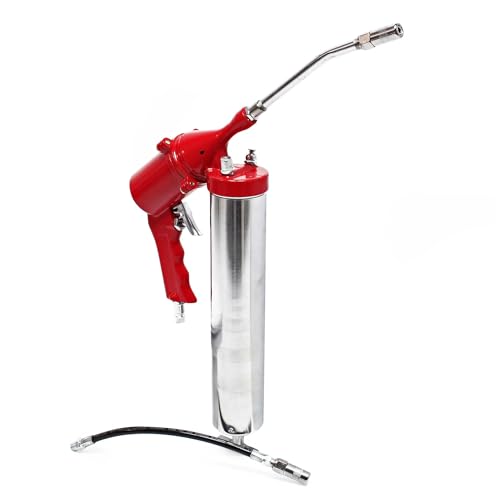 WilTec Pompe à Graisse Professionnelle pneumatique Réservoir 400 cm³ Usage Seule Main Lubrification précise