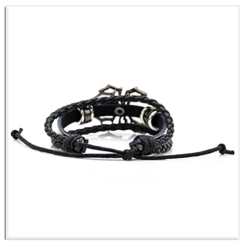 Xusamss Punk Rock Alloy Spider Bracelet Drawstring Rope Leather Bracelet,7-8Inches #TOP4