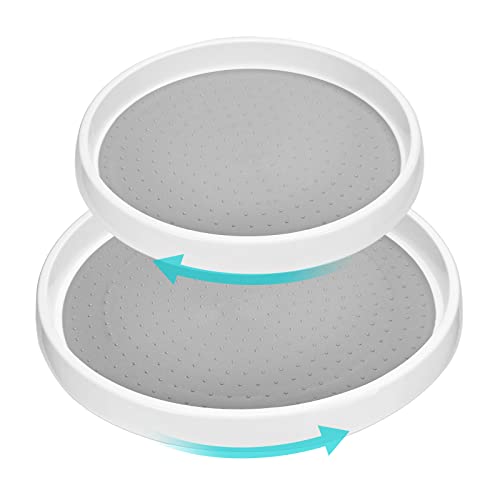 MumdoYAL Set de 2 estantes giratorios para especiero con organizador de plato giratorio, antideslizante y estable, adecuado para nevera, cocina, baño, cómoda, especiero giratorio.