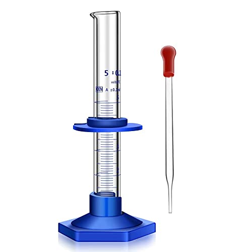 Thick Glass Graduated Cylinder Measuring Liquid Lab Cylinders with Anti-falling Plastic Base and Bumper Guards (glass, 5ML) by Qesdaoxu - Used condition - US$6.62
