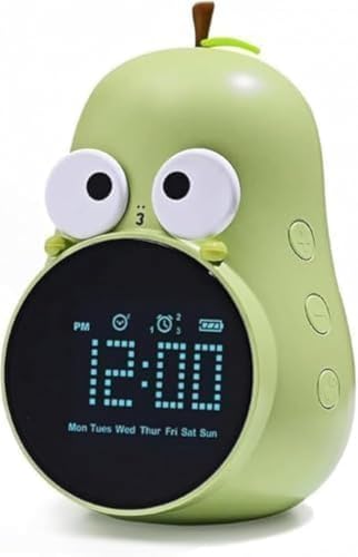 Xiraivke 子供用デジタル目覚まし時計 かわいいアニメ表情表示 スヌーズ・調光・6 種着信音 充電式・携帯充電対応 男の子女の子向け プレゼント最適?