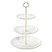 Nuovoware Alzata Torta a 3 Piani in Ceramica, Alzata per Torta Cupcake Stand, Supporto per Dessert Torte Alzatina per Antipasti Dolci Frutta Piastra Supporto per Festa Baby Shower Compleanni - Bianco