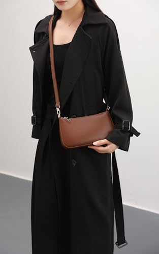 Image of Shoulder Bag for Women Retro Vegan Leather Classic Clutch Tote HandBags Purses with Zipper Closure