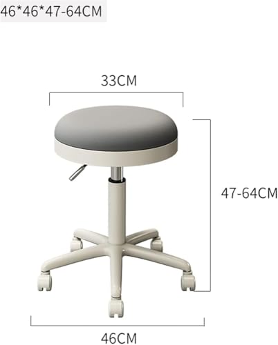 Taburete giratorio giratorio de 360° con ruedas, altura ajustable, perfecto para salón, taller, belleza, peluquería, laboratorio, taburete móvil para mayor comodidad y comodidad