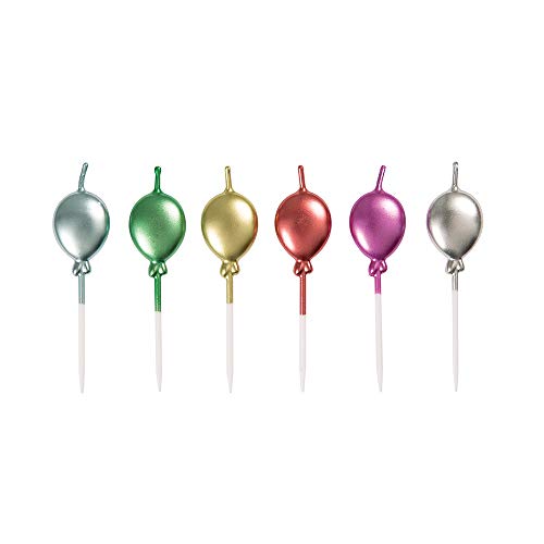 Unique Party 19991 - Metallic Balloon Pick Birthday Candles, Pack of 6