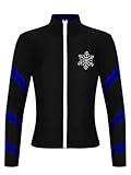 Fldy Mädchen Eiskunstlauf Jacke Thermo Gefütterte Sweatjacke Mit Stehkragen Kinder Rollkunstlauf Sport Gymnastik Tanz Workout Mantel Slim Fit Blau 122-128