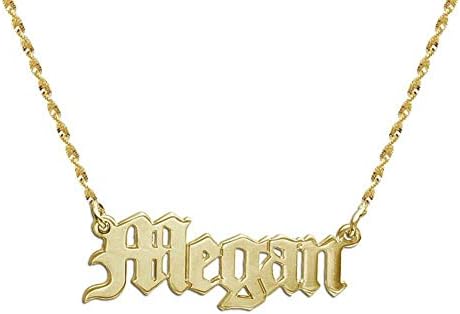 MYKA - Personalized “Old English” Font Style Name Necklace - Custom Made Pendant - Nameplate Jewelry Gift for Girl, Her, Woman, Mom, Mother, Grandma - For Mother's Day, Christmas, Birthday, Xmas, Summer - 14K White & Yellow Gold, 925 Sterling Silver, Vermeil