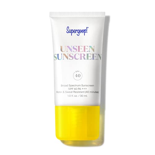 Supergoop! Unseen Sunscreen, 30ml - SPF 40 PA+++ Reef-Friendly, Broad Spectrum Face Sunscreen & Makeup Primer - Weightless, Invisible, Oil Free & Scent Free - Beard Friendly - For All Skin Types