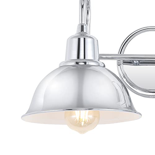 Image of JONATHAN Y 18 inch Chrome Farmhouse Industrial 1-Light LED Vanity Wall Sconce for Bathroom Mirror Kitchen, Metal Shade, Dimmable Vintage Lighting, LED Bulb Included (JYL7482A)