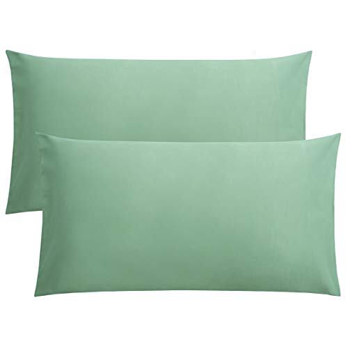 FLXXIE 2 Pack Microfiber King Pillow Cases, 1800 Super Soft Pillowcases with Envelope Closure, Wrinkle, Fade and Stain Resistant Pillow Covers, 20x36, Sea Green