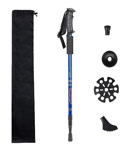 Image of Aluminum Collapsible Hiking Poles - Lightweight, Anti-Shock Trekking Sticks for Unisex - Adjustable Walking Poles With All Terrain Accessories and Carry Bag