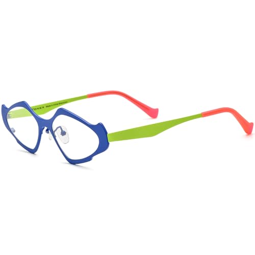 Image of FONEX Colorful Pure Titanium Glasses Frame Women Retro Round Eyeglasses