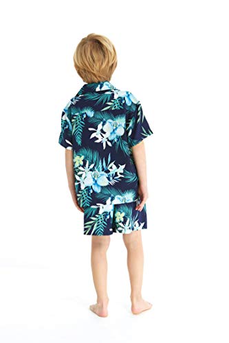 Image of Family Matching Hawaiian Clothes, Orchid Breeze Navy | Lightweight 100% rayon • Family matching outfits • Beach vacations • Luaus • Cruises • Family photos