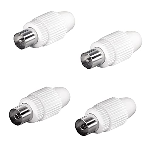 Sat-Fox Set coaxial : 2 fiches + 2 prises femelles, antenne TV coaxiale et fiche d'antenne Blanc Cover
