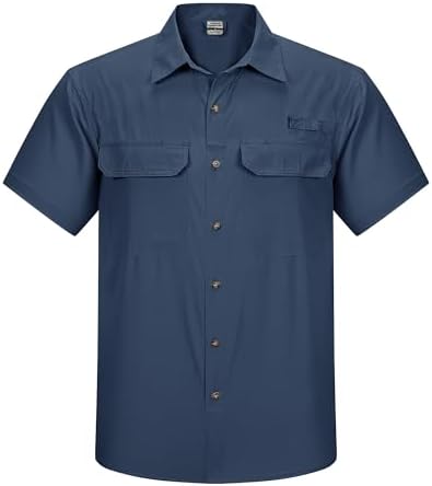 Outdoor Ventures Herren Hemd Kurzarm UV Schutz Freizeithemd Wasserdicht | UPF50+ Sommerhemd, Bügelfrei Schnelltrocknendes Kurzarmhemd, Atmungsaktiv Outdoor Hemd für Safari Wandern