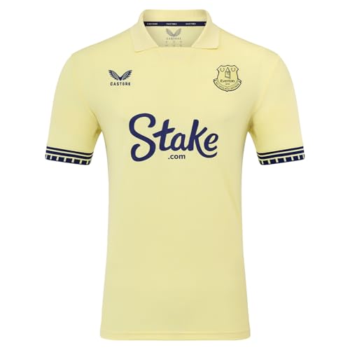 Everton FC Castore Men's Away Short Sleeve Shirt, Pastel Yellow, XL