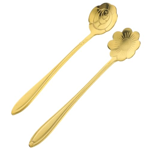 FONDOTIN 2個 ステンレス製ロングハンドルコーヒースプーン 小型デザートや蜂蜜用攪拌スプーン 軽量持ち運び簡単 食器パーティー用