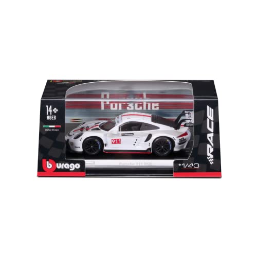 Modelo a escala 1:43 Bburago 911 RSR Blanco y Rojo miniatura 6