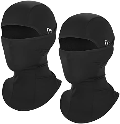 Summer Balaclava Men Women Cooling Ice Silk Face Mask Sun UV Protection Balaclava Hood for Cycling Motorcycling Black (Black+Black)