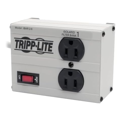 Tripp Lite IBAR2-6D Isobar 2 Outlet Surge Protector Power Strip, 6ft Cord, Right-Angle Plug, Metal, Lifetime Limited Warranty & Dollar 25,000 Insurance Cover