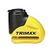 Trimax T645S Hardened Metal Disc Lock - Yellow 5.5mm Pin (Short Throat) with Pouch & Reminder Cable
