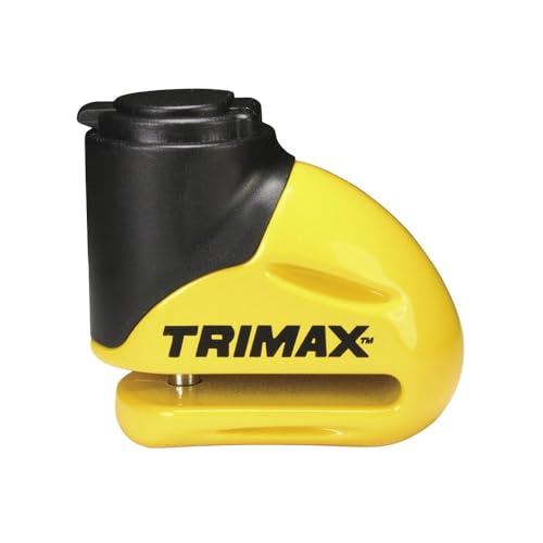 Trimax T645S Hardened Metal Disc Lock - Yellow 5.5mm Pin (Short Throat) with Pouch & Reminder Cable