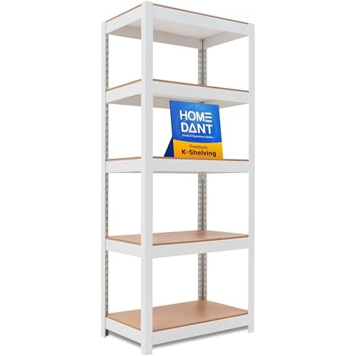 HOMEDANT House 5 Tier 24.1″ W Laminated Metal Shelving Unit Adjustable Storage Utility Rack Heavy Duty Shelves Organization Multipurpose Shelf Kitchen Garage Pantry Closet 1 Pack