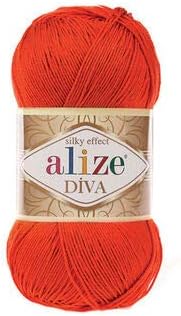 4 Balls Alize Diva, Alize Diva Silky Effect,%100 Acrylic Yarn, Crochet Yarn, Knitting Soft Yarn, Summer Yarn Bikini Patern, Alize Diva