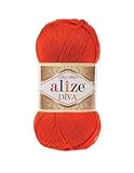 4 Balls Alize Diva, Alize Diva Silky Effect,%100 Acrylic Yarn, Crochet Yarn, Knitting Soft Yarn,...