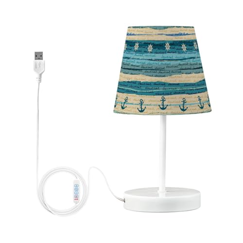 Mnsruu Lámpara de mesita de noche estilo náutico para dormitorio, mesita de noche LED, pantalla de escritorio, sala de estar, dormitorio, oficina