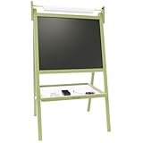 Bandits & Angels Kreidetafel Retro Grün für Jungen und Mädchen ab 3 Jahren – Kreidetafel, Whiteboard, Magnettafel – mit Papierrolle und Zubehörteilen – Holz – Grün