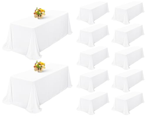 Showgeous 12 Pack White Polyester 90x156 Inch Tablecloths
